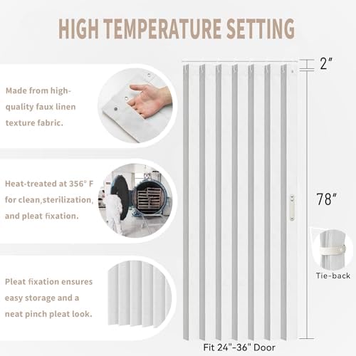 Vatge Accordion Door Curtain Panel with Tieback - Stone White