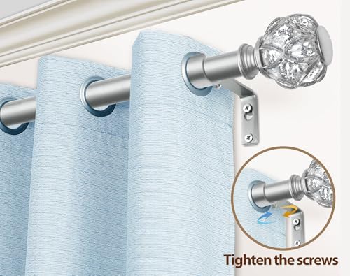 KAMANINA Silver Curtain Rod 32-58 Inch Adjustable Single Rods