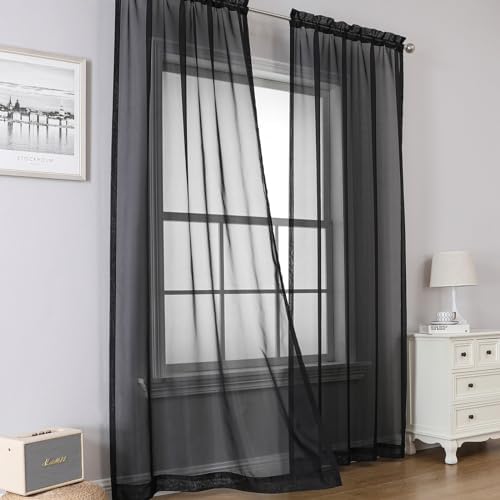 Airwill Sheer Curtains 84 Inches Length 2 Panel Set