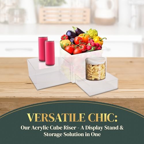 Set of 4 Acrylic Cube Display Box Risers