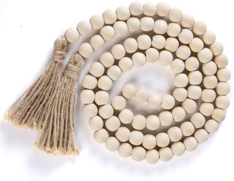 Handcrafted Wood Beads Tassel Garland - 58 Inches Boho Decor