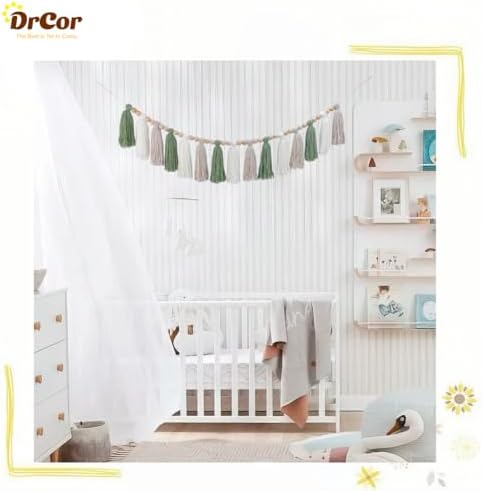 DrCor Sage Green Tassel Garland - Boho Farmhouse Wall Decor