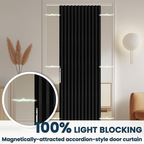 AJAZZ Blackout Sliding Door Curtains 72W x 79L Black 1 Pack