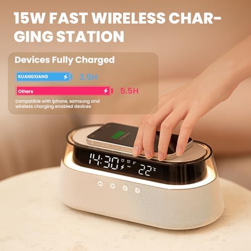 6 in 1 Alarm Clock with Wireless Charging and Night Light