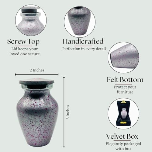 Eternal Serenity Mini Cremation Urn Purple Silver 3 Inch