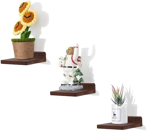 NIUBEST Small Floating Shelf Set of 3 Dark Walnut
