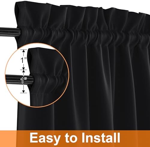 RYB HOME Blackout Curtain Panel for French Door 26x72