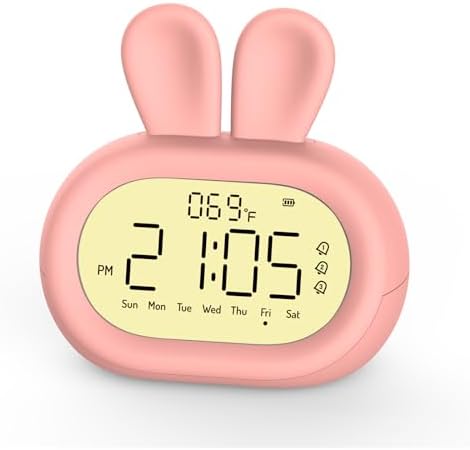 Cute Rabbit Alarm Clock for Kids with Night Light