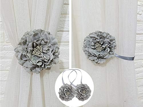 Chictie 2 Piece Cloth Flower Magnetic Curtain Holdbacks