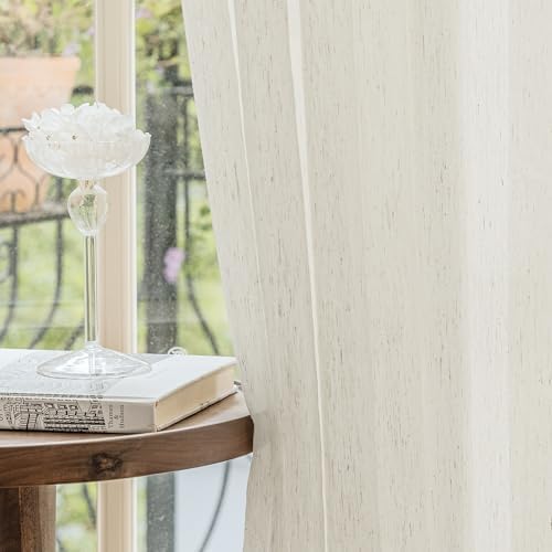 Linen Sheer French Door Curtain Panels 72 Inches Long