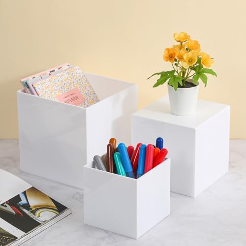 6 Pcs Acrylic Display Riser Cases with Hollow Bottoms