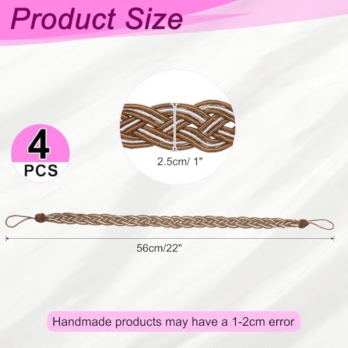 Uxcell 4 Pcs Curtain Tiebacks Brown 56cm