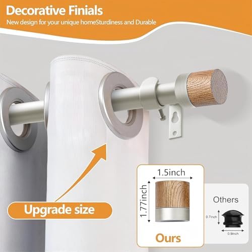 QITERI 1 Inch Heavy Duty Curtain Rods 48-84 Inches