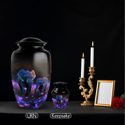 Aluminum Elephant Ashes Urn - 10 Inch Cremation Urn for Adult