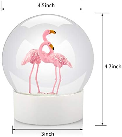 Pink Flamingo Snow Globe with White Base