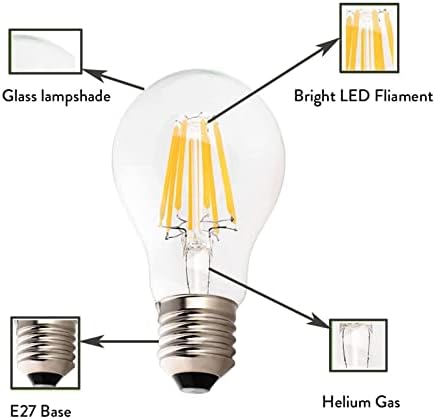 Dimmable Retro LED Filament Bulb A60 E27 Warm White Cold White