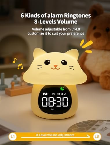 MASHI Mushroom Alarm Clock for Kids