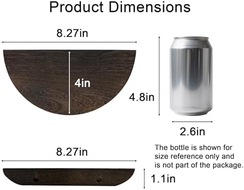 QsQueen Solid Wood Half Round Floating Wall Shelves