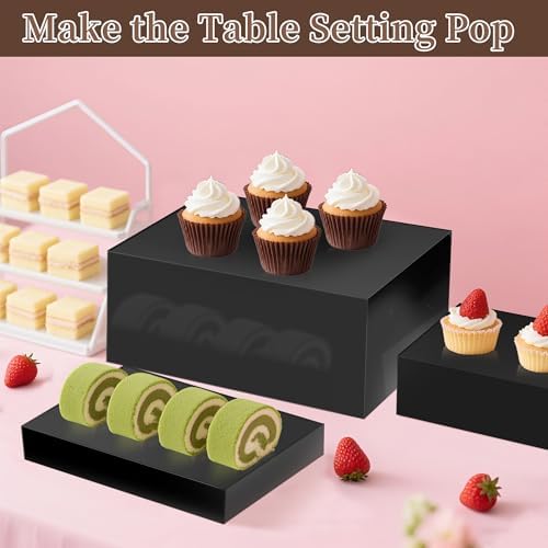 Vynium Extra Large Buffet Risers Set White Acrylic 10 12 14 Inches