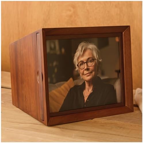 Aspen Studio Photo Urn Walnut Wooden Urn with Picture Frame