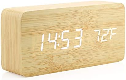 OCT17 Bamboo Wood Alarm Clock with USB Power Supply