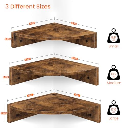 Homode 3 Tier Corner Shelf Wall Mount Set