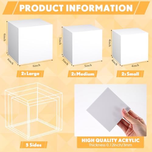 6 Pcs Acrylic Display Riser Cases with Hollow Bottoms