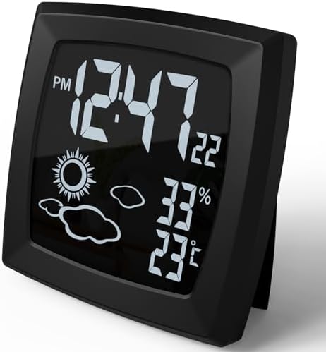 VOILEIPAGI Auto Backlight Digital Alarm Clock with Temperature Humidity