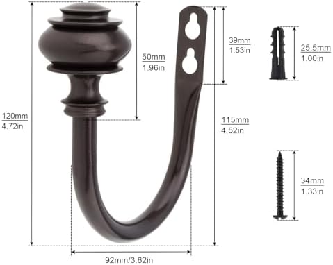 Curtain Holdbacks 4 Pack Wall Mounted Tiebacks Brown