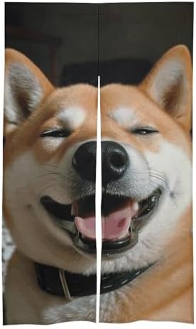 Shiba Inu Smile Tongue Out Door Curtain Panel
