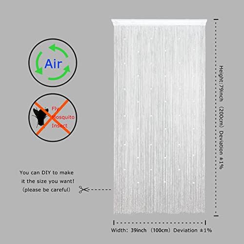 YaoYue Beaded Curtain Door Divider Decor 39x79in White