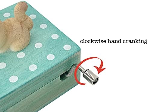 Mini Wooden Hand Crank Music Box with Cute Cat
