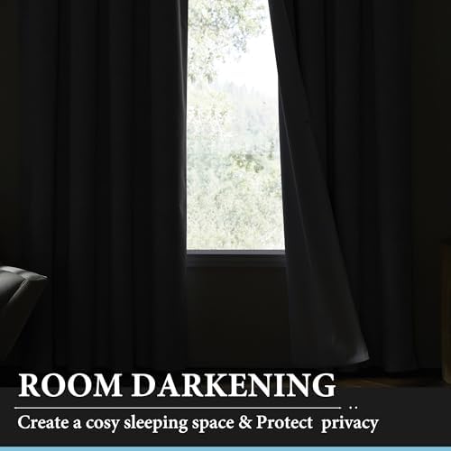 RYB HOME Blackout Curtains - 100x84 Grey Panels
