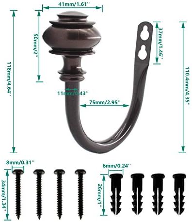 2 Pack Curtain Holdback Hooks U-Shaped Metal Curtain Tiebacks for Drapes