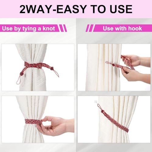Uxcell 4 Pcs Curtain Tiebacks Brown 56cm