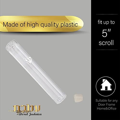 4 Pack Waterproof Clear Mezuzah Case with Silver SHIN