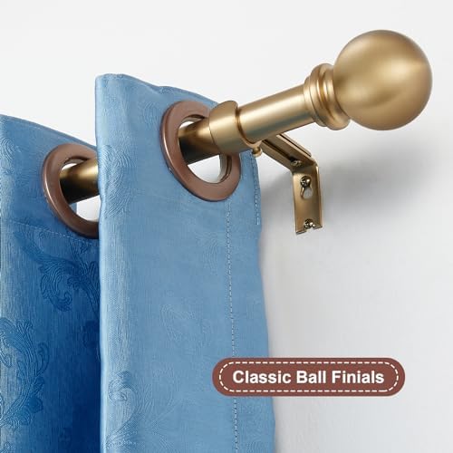 Warm Gold Decorative Curtain Rod with Ball Finials