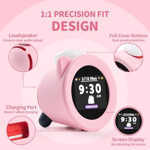 Cute Cartoon Cat Ears Silicone Case for Nintendo Alarm Clock Pink