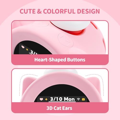 Cute Cartoon Cat Ears Silicone Case for Nintendo Alarm Clock Pink
