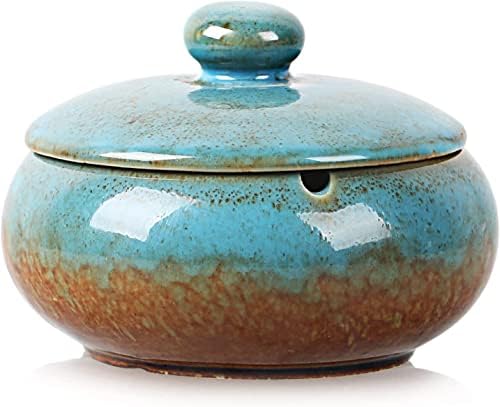 RONXS Ceramic Ashtray with Lid for Outdoor Use