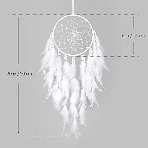 Dremisland White Feathers Dream Catcher Wall Hanging