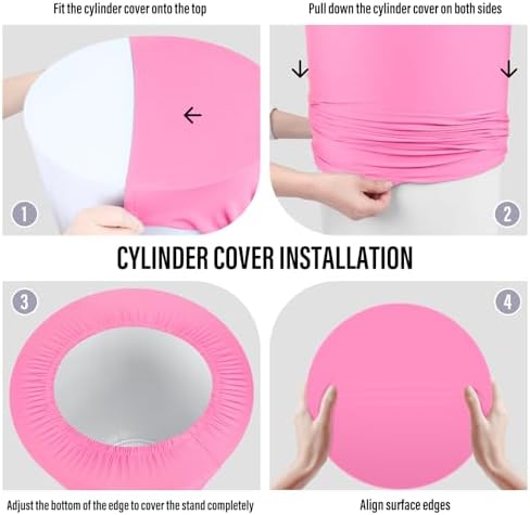 LEBENGURU 5Pcs Cylinder Pedestal Covers Pink