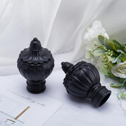 GORGECRAFT 4PC Curtain Rod Covers Ends Black Plastic Finials