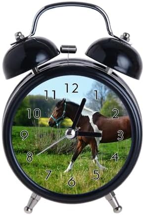 Retro Silent Alarm Clock with Night Light and Horse Design