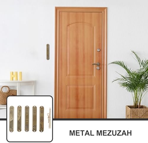Classic Metal Mezuzah with Scrolls 5pcs