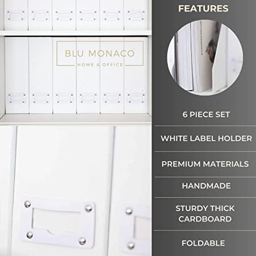 BLU MONACO Set of 6 Foldable White Magazine File Holders