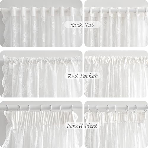 MEETSKY 84 Inch White Sheer Curtains 2 Panels