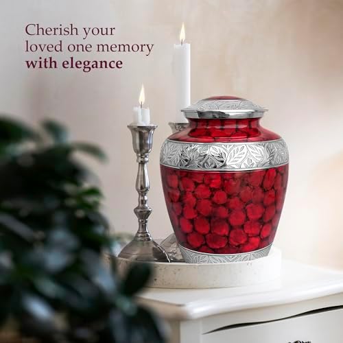 Trupoint Memorials Cremation Urn Red with Silver Lining