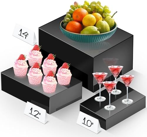 Vynium Extra Large Buffet Risers Set White Acrylic 10 12 14 Inches