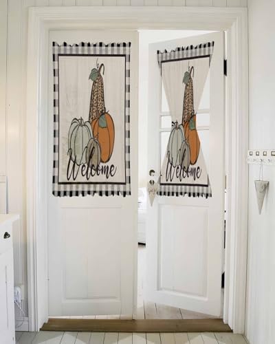 Door Curtains for Privacy 54x40 Sheer Panel with Tiebacks